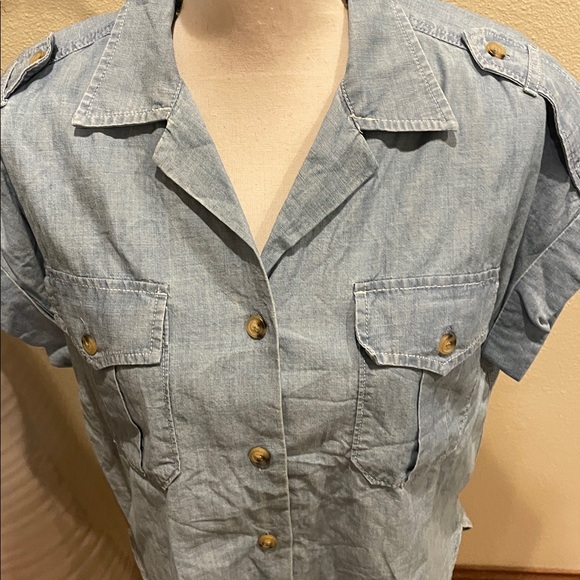 Ralph Lauren Denim Blue Chambray Short-Sleeve Shirt Size Medium - Picture 7 of 10